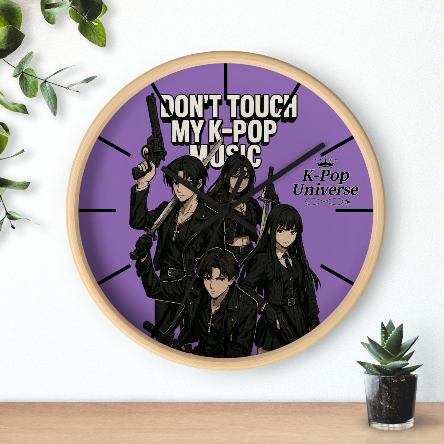 K-Pop Music Wall Clock, Unique Decor for Music Lovers, Perfect Gift for Fans, Bedroom or Living Room Wall Art, Don't Touch My K-Pop Music
