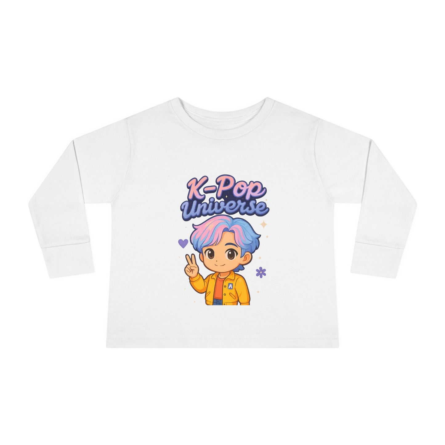 Toddler K-Pop Universe Tee, Cute Kids Shirt, Long Sleeve Top for BTS Fans, Perfect for Birthdays, Gift for Little Ones