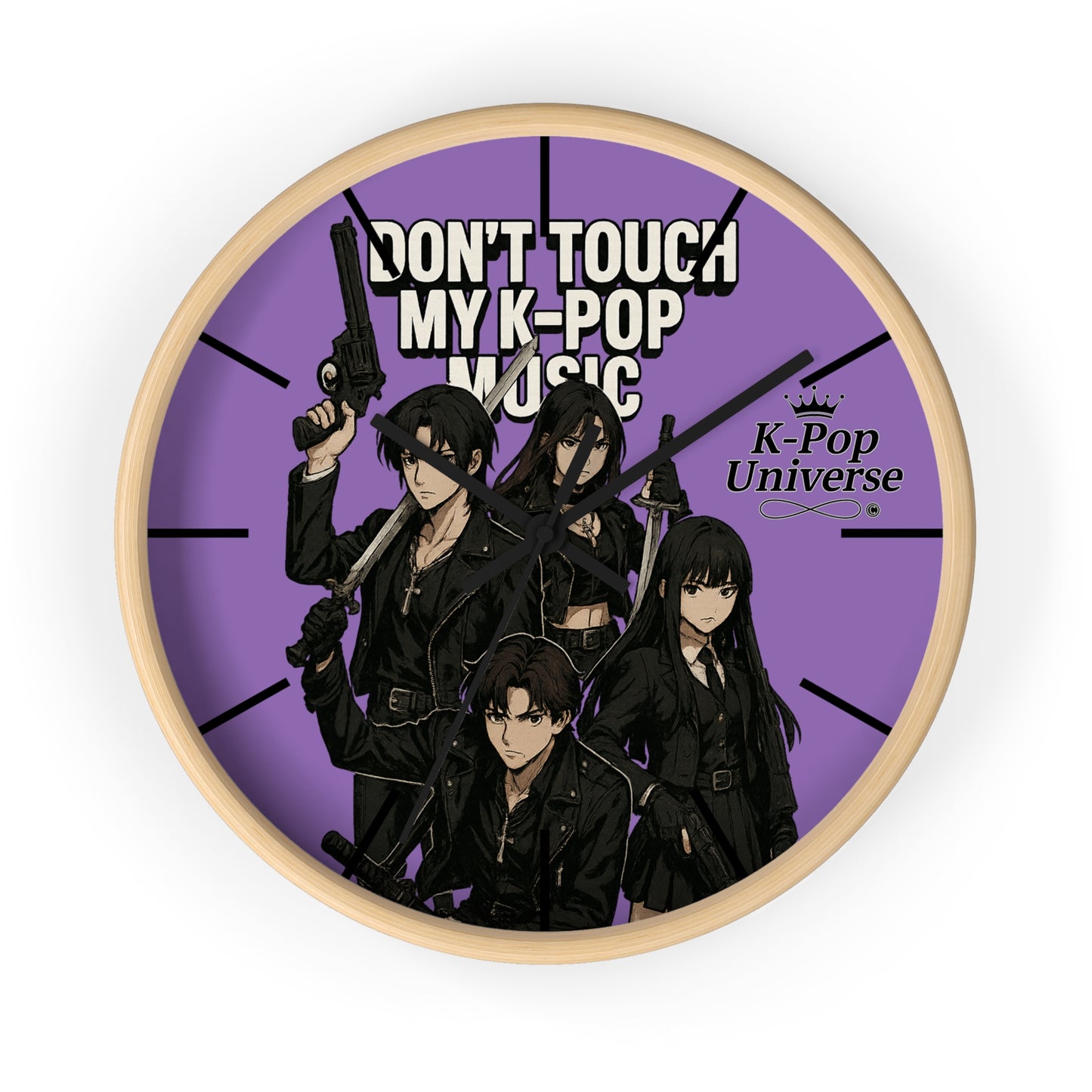 K-Pop Music Wall Clock, Unique Decor for Music Lovers, Perfect Gift for Fans, Bedroom or Living Room Wall Art, Don't Touch My K-Pop Music