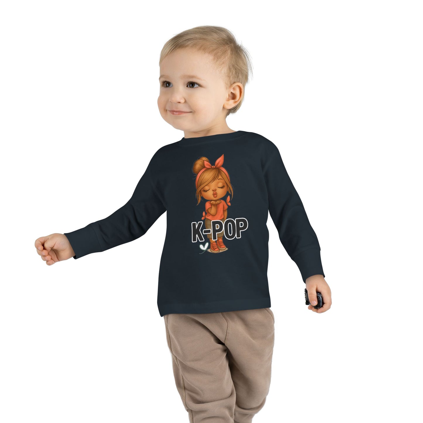 K-Pop Toddler Long Sleeve Tee, Cute K-Pop Shirt, Gift for Kids, Playtime Tee, Musical Kids Apparel, Child's Fashion Top