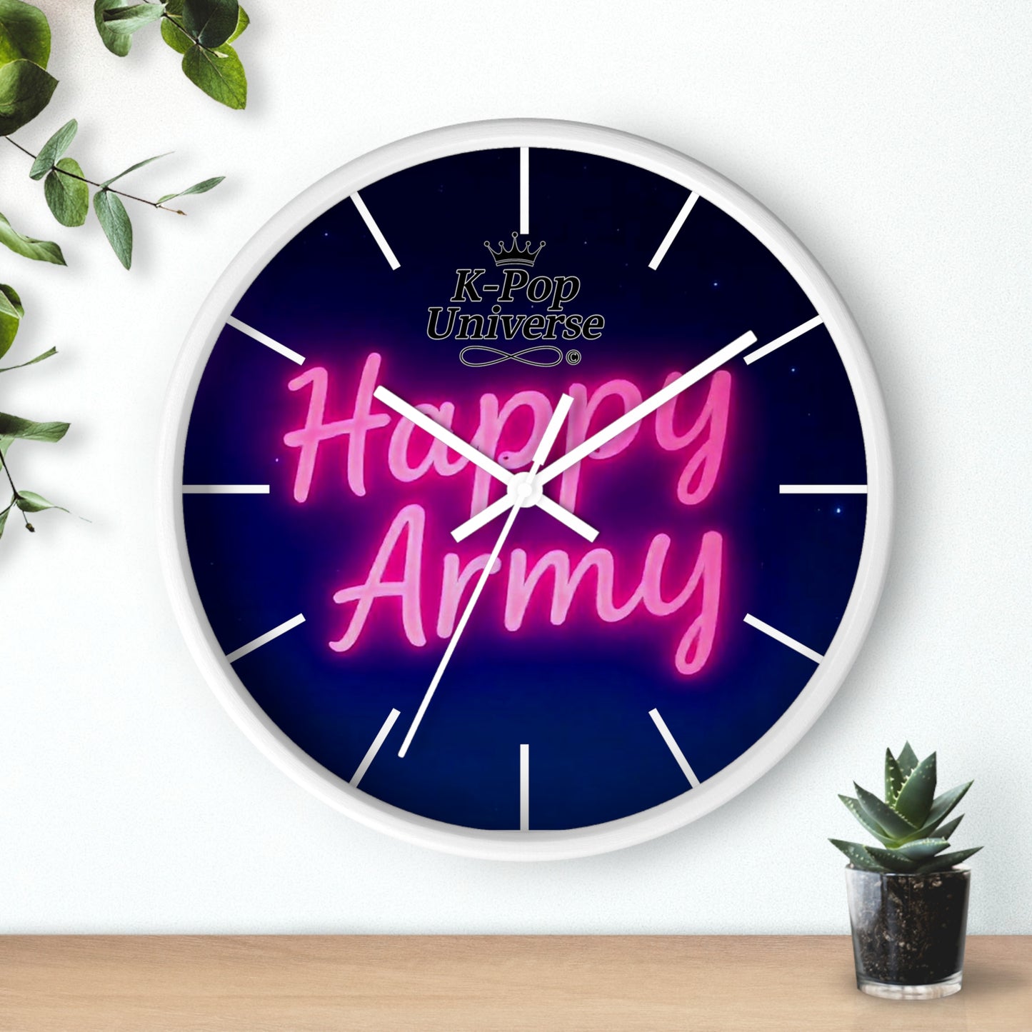 Neon Happy Army Wall Clock - Retro Home Decor, Gift for Soldiers, Army Family, Motivational Decor, Nightstand Clock