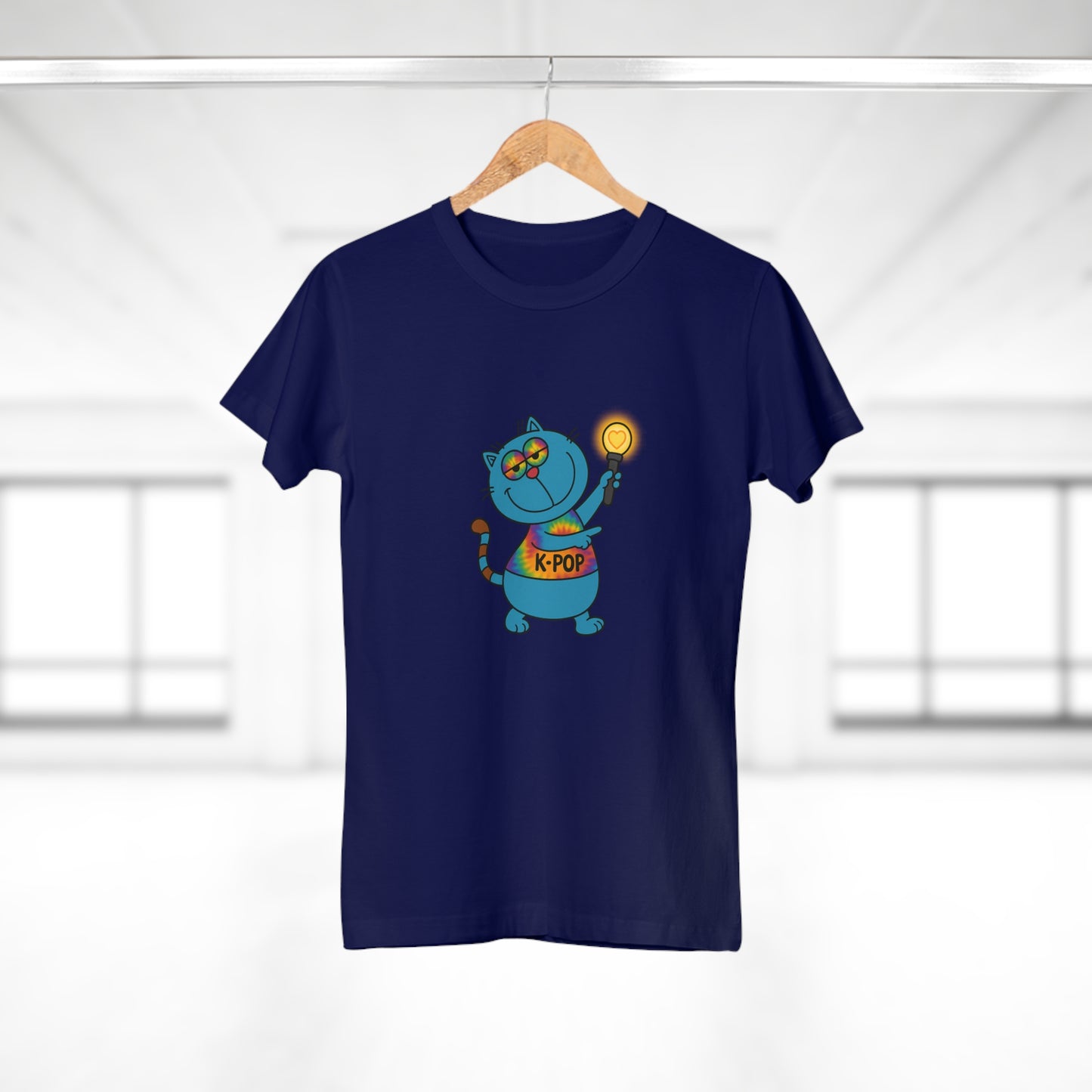 K-Pop Cat T-Shirt, Cute Cat Tee, K-Pop Fan Shirt, Women's Graphic Tee, Trendy Cat Apparel