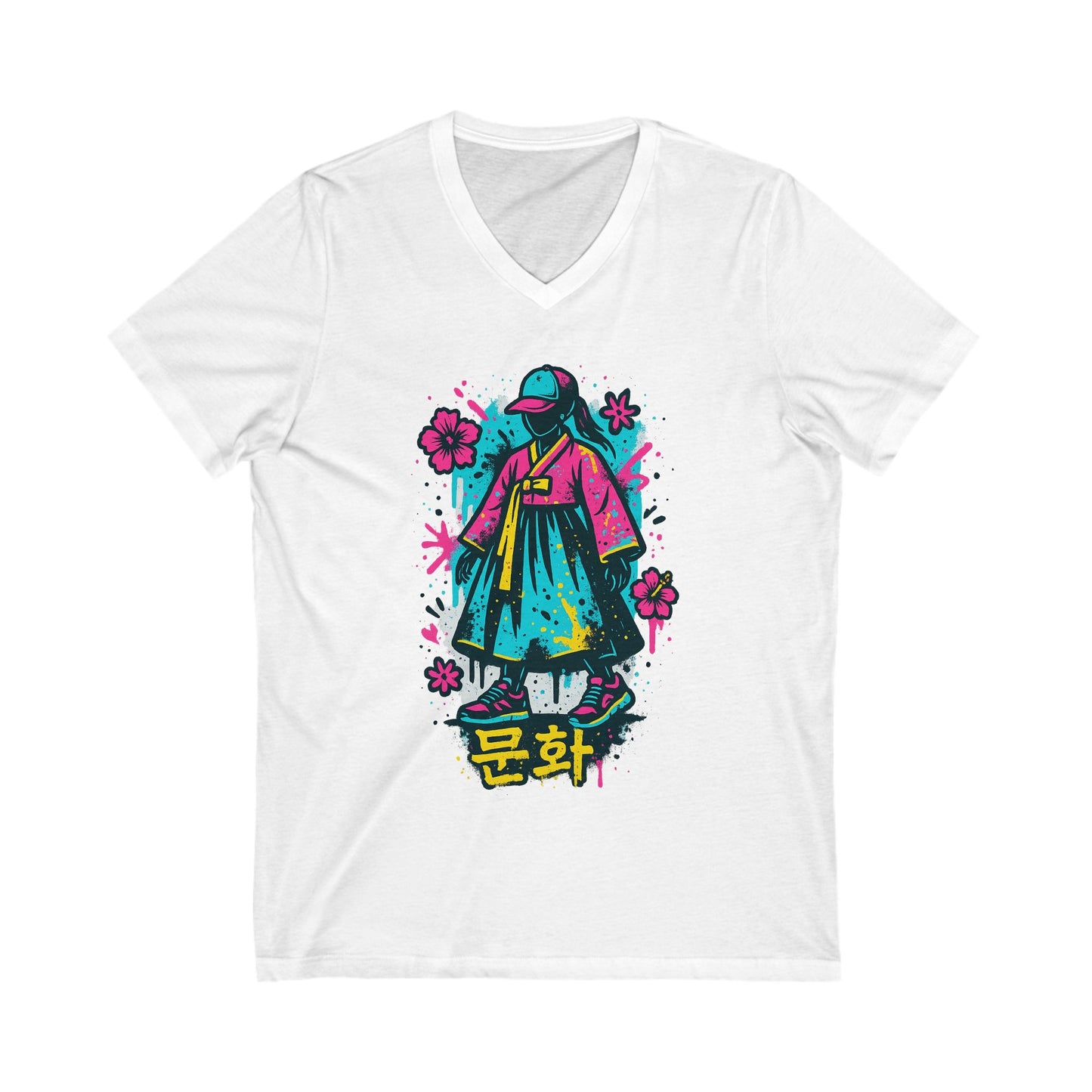 K-Pop Culture V-Neck Tee, Korean Style T-Shirt, Fun Graphic Tee, Unisex Shirt, Streetwear Top, Cute Gift for Fans, Pop Art Apparel