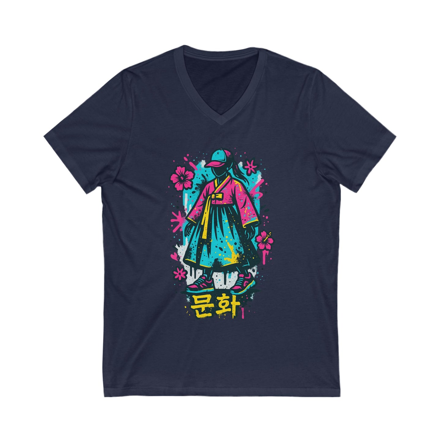K-Pop Culture V-Neck Tee, Korean Style T-Shirt, Fun Graphic Tee, Unisex Shirt, Streetwear Top, Cute Gift for Fans, Pop Art Apparel