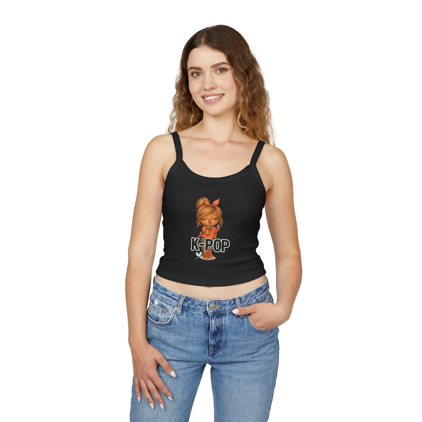 K-Pop Inspired Women's Spaghetti Strap Tank Top, Summer Fashion, Music Lover Gift, Festival Wear, Trendy Tops