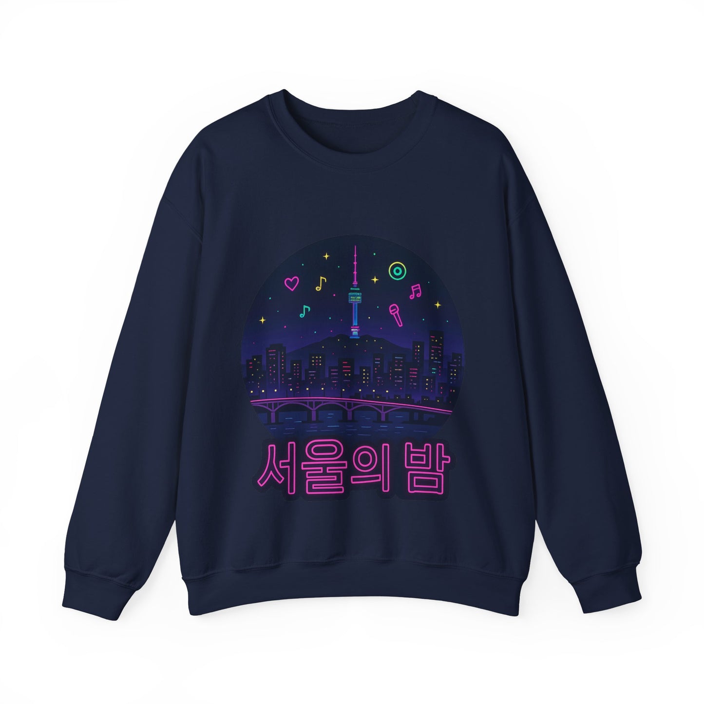 K-Pop Night Crewneck Sweatshirt - Cozy Unisex Top for Fans, Music Lovers, Gift for Birthdays, Concerts, Casual Wear, Seoul Vibes