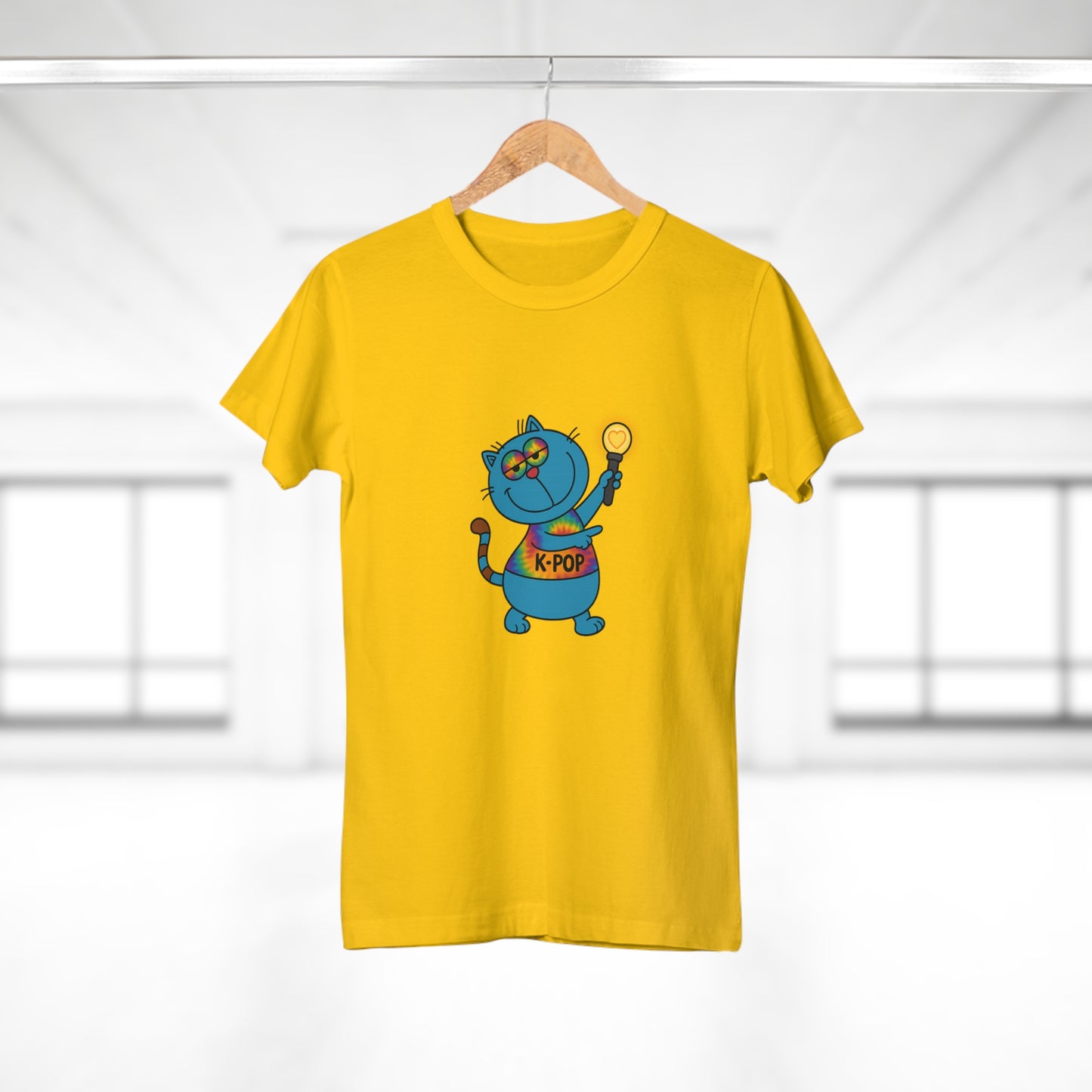 K-Pop Cat T-Shirt, Cute Cat Tee, K-Pop Fan Shirt, Women's Graphic Tee, Trendy Cat Apparel
