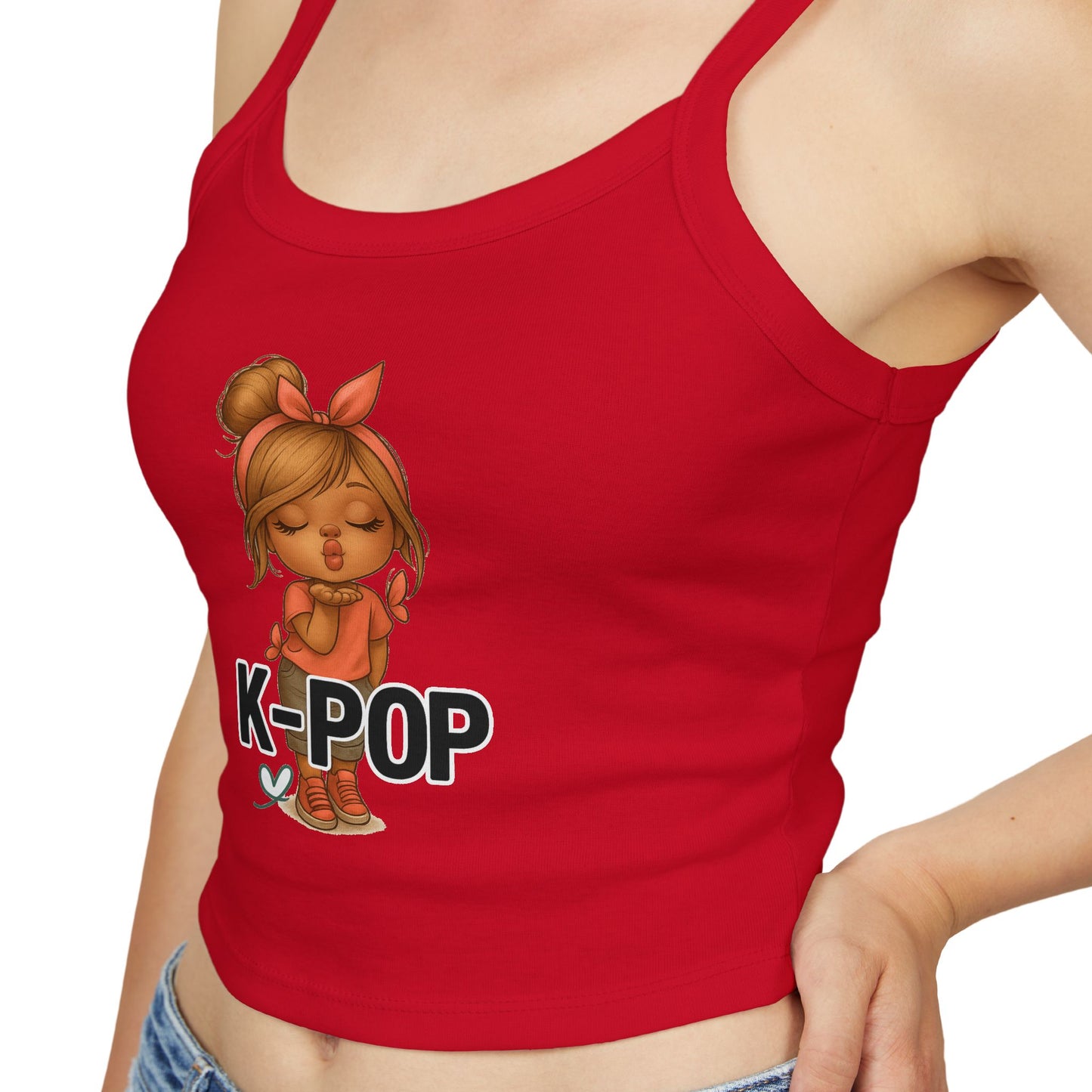 K-Pop Inspired Women's Spaghetti Strap Tank Top, Summer Fashion, Music Lover Gift, Festival Wear, Trendy Tops