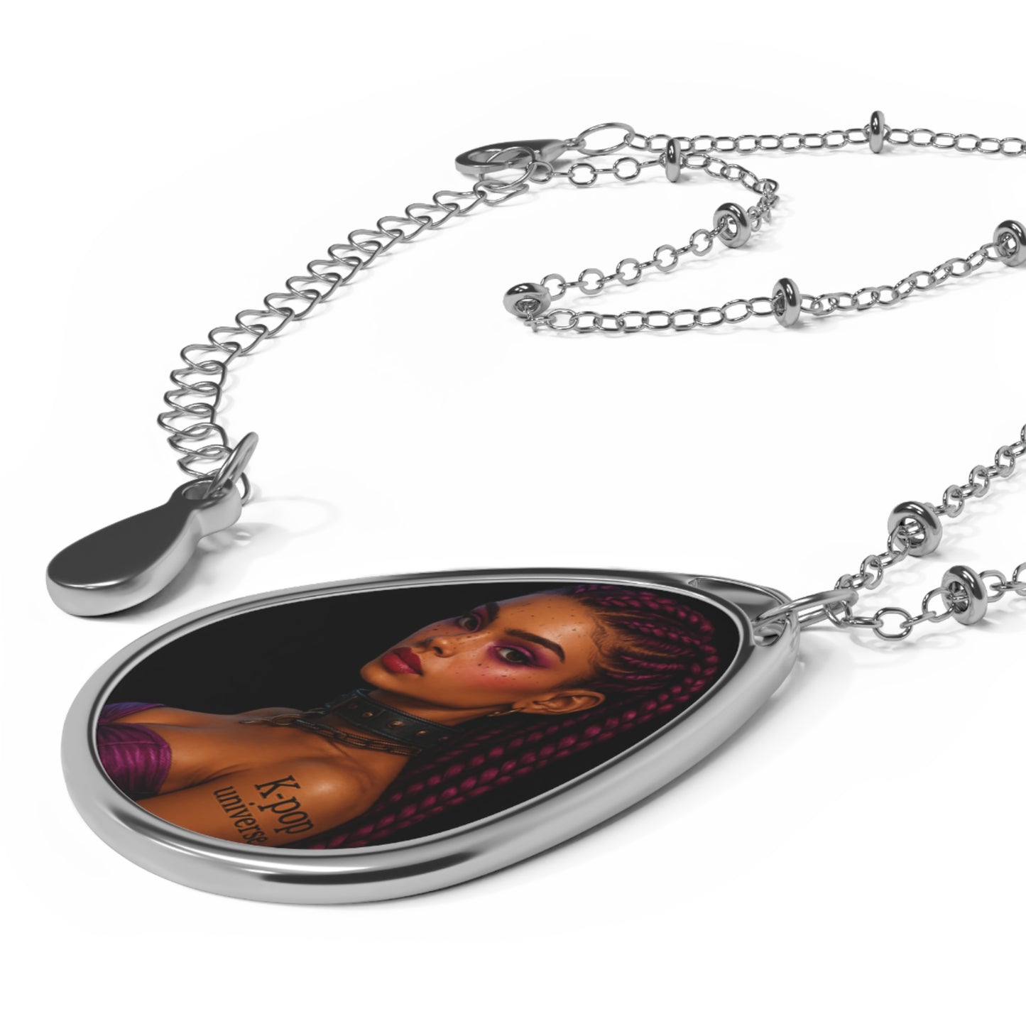 Elegant Oval Necklace with Unique Artwork, Ideal Gift for Friends, Statement Jewelry for Special Occasions, Personalized Accessories/K-pop universe
