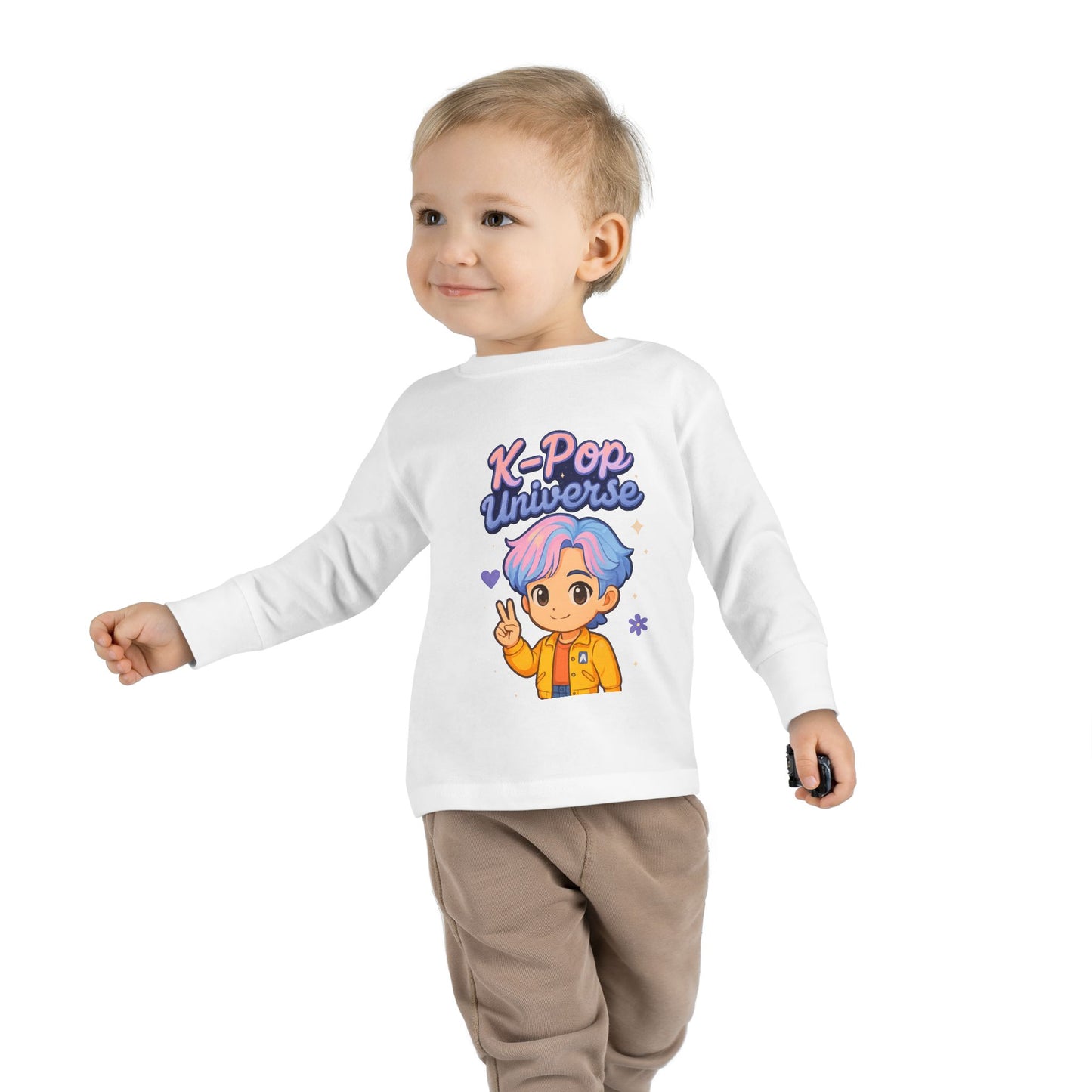 Toddler K-Pop Universe Tee, Cute Kids Shirt, Long Sleeve Top for BTS Fans, Perfect for Birthdays, Gift for Little Ones