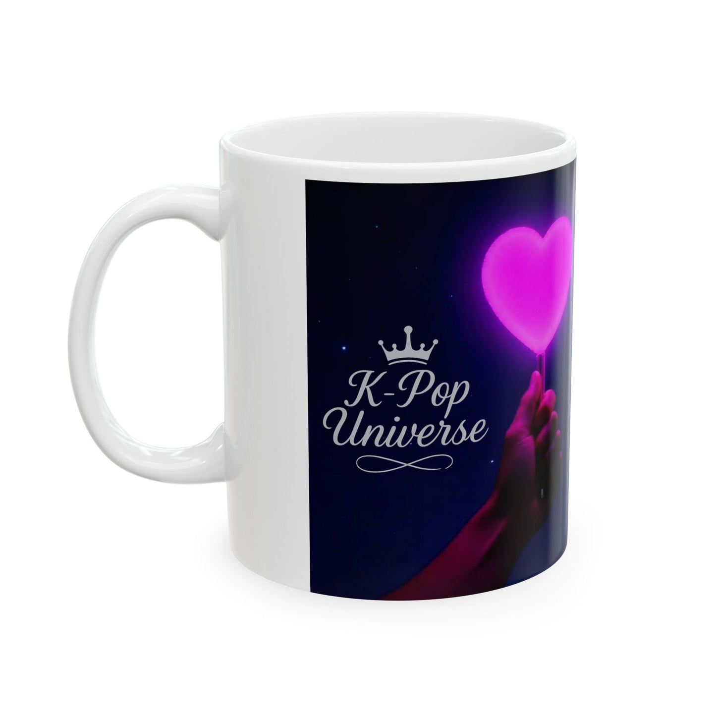 Happy Arms Neon Mug - Cute Ceramic Coffee Cup, Gift for Friends, Valentine's Day, Home Decor, Birthday Present, BTS,BTS army, k-pop universe