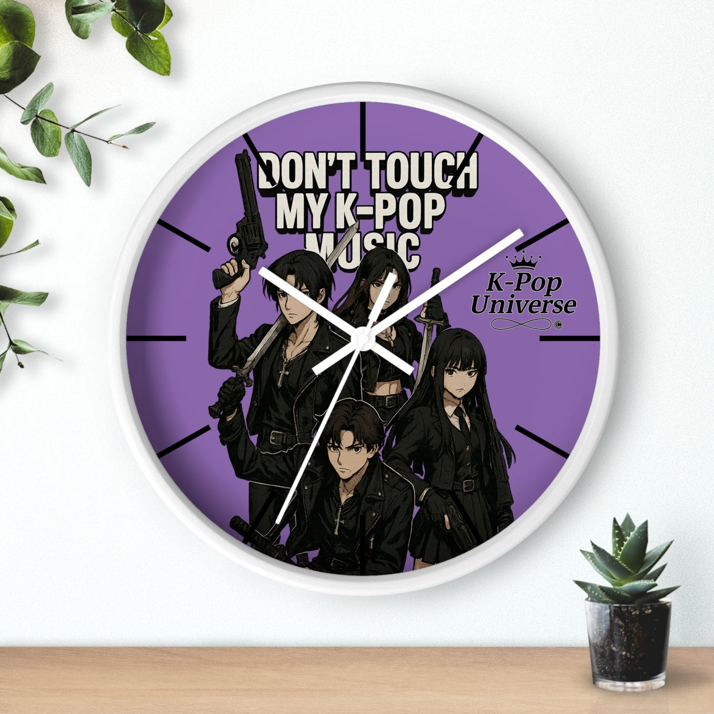 K-Pop Music Wall Clock, Unique Decor for Music Lovers, Perfect Gift for Fans, Bedroom or Living Room Wall Art, Don't Touch My K-Pop Music