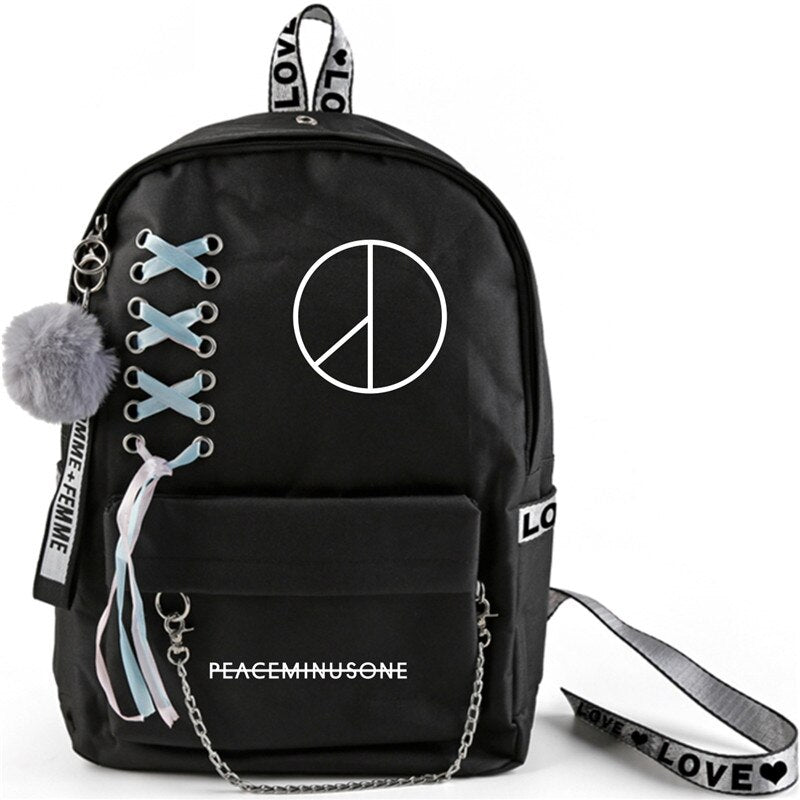 Daisy Bigbang Around The Same Style Backpack With Ribbons Korean Backpack Students Large Capacity, Bigbang, G-Dragon