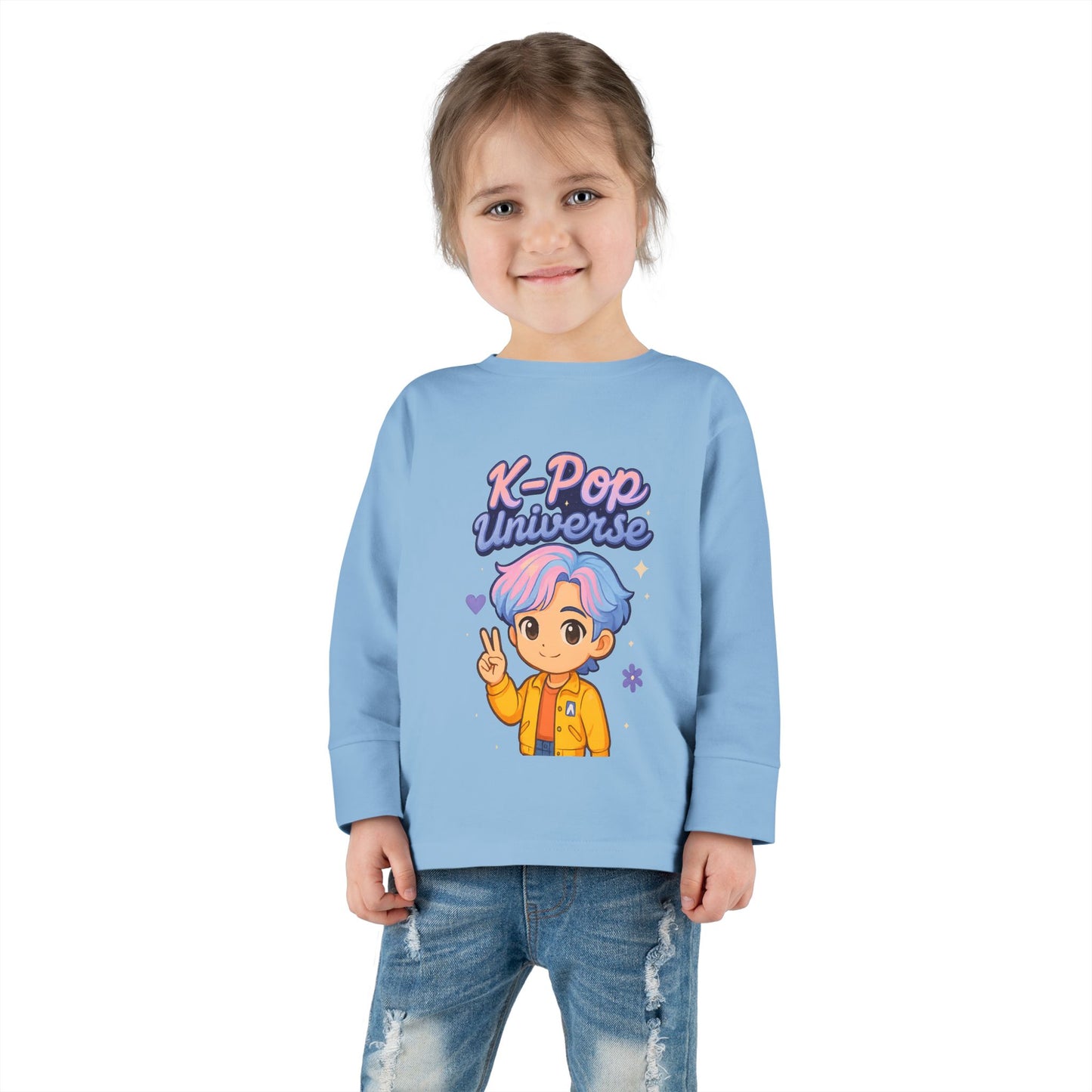 Toddler K-Pop Universe Tee, Cute Kids Shirt, Long Sleeve Top for BTS Fans, Perfect for Birthdays, Gift for Little Ones