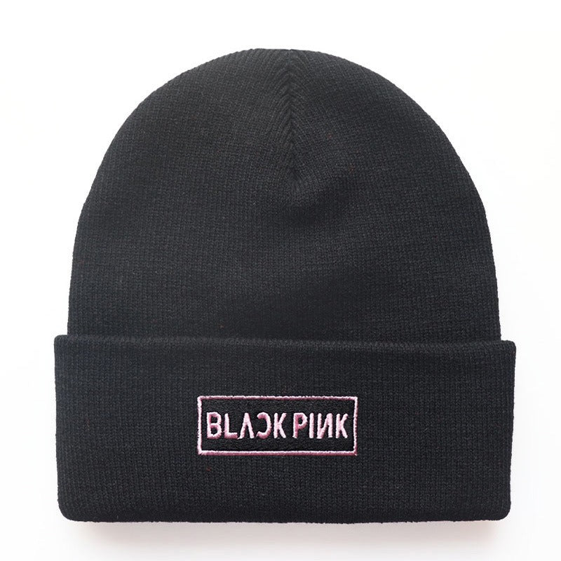 New Men's and Women's Autumn/Winter Trend Korean Blackpink Star Embroidered Knitted Hat Warm Pullover Hat, NelVKpop, K-pop universe