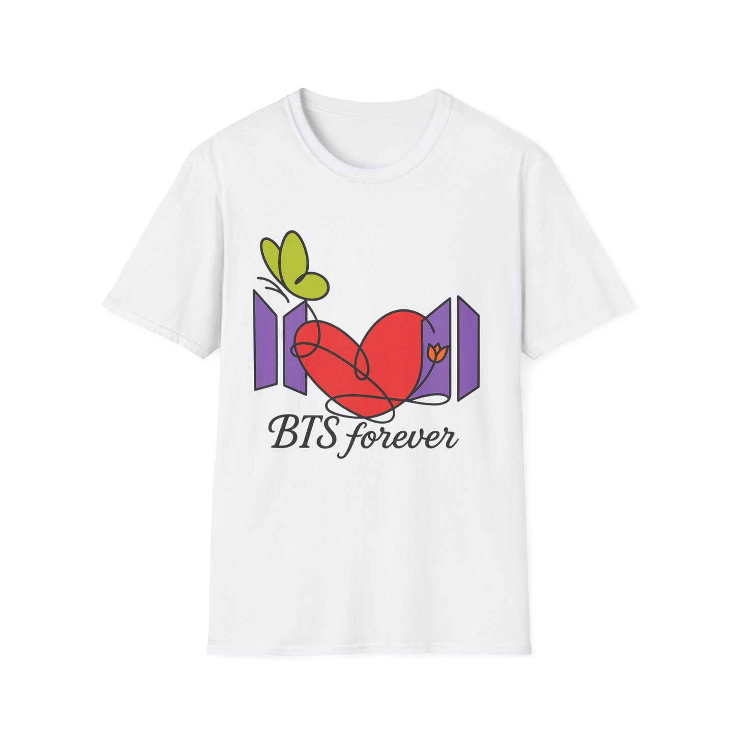 BTS Forever Heart T-Shirt, Unisex Graphic Tees, Music Lover Gift, Trendy Casual Wear, Fan Merchandise, Cute Aesthetic Top