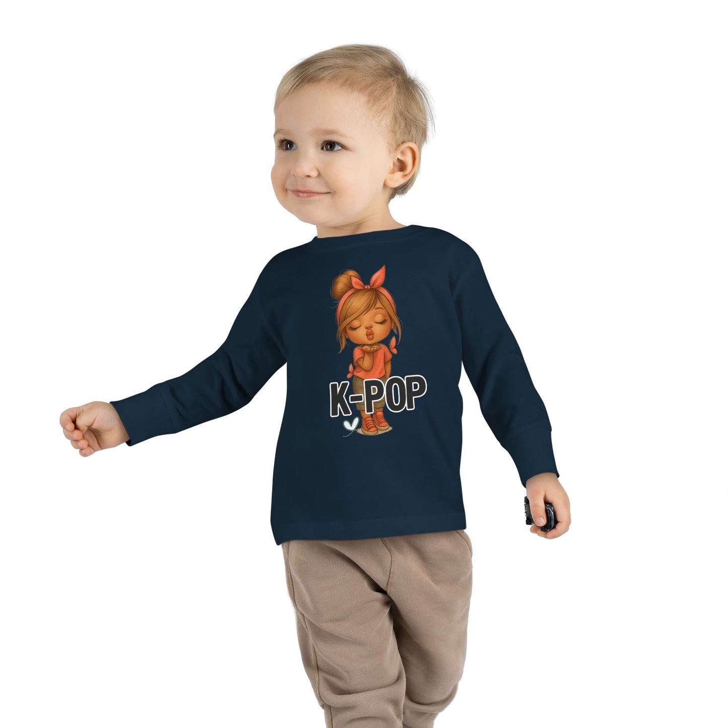 K-Pop Toddler Long Sleeve Tee, Cute K-Pop Shirt, Gift for Kids, Playtime Tee, Musical Kids Apparel, Child's Fashion Top