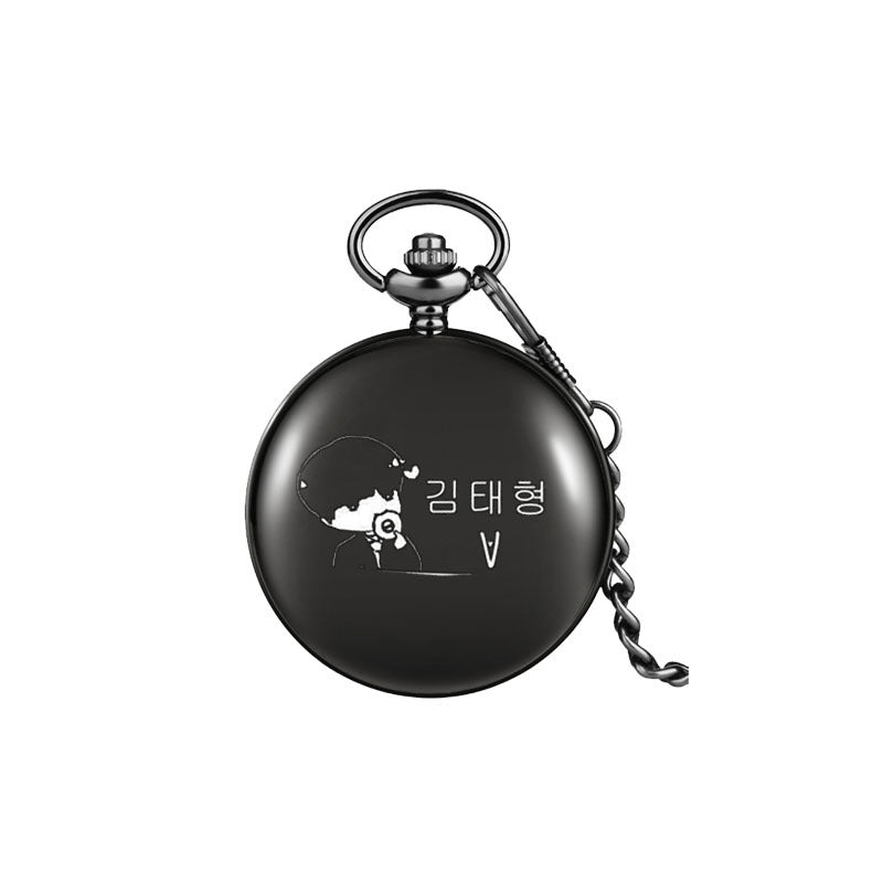 BTS Bulletproof Youth League peripheral pocket watch HOPE V SUGA Kim Namjoon Min Yoongi Park Jimin hanging watch necklace, K-pop universe, NelVKpop