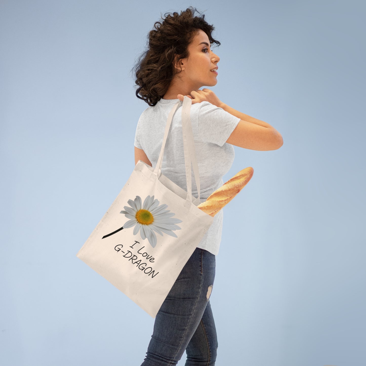 K-Pop Tote Bags, I Love G-Dragon Shopper, Cute Floral Tote, K-Pop Fan Accessory, Eco-Friendly Bag for Music Lovers,GD, G-DRAGON
