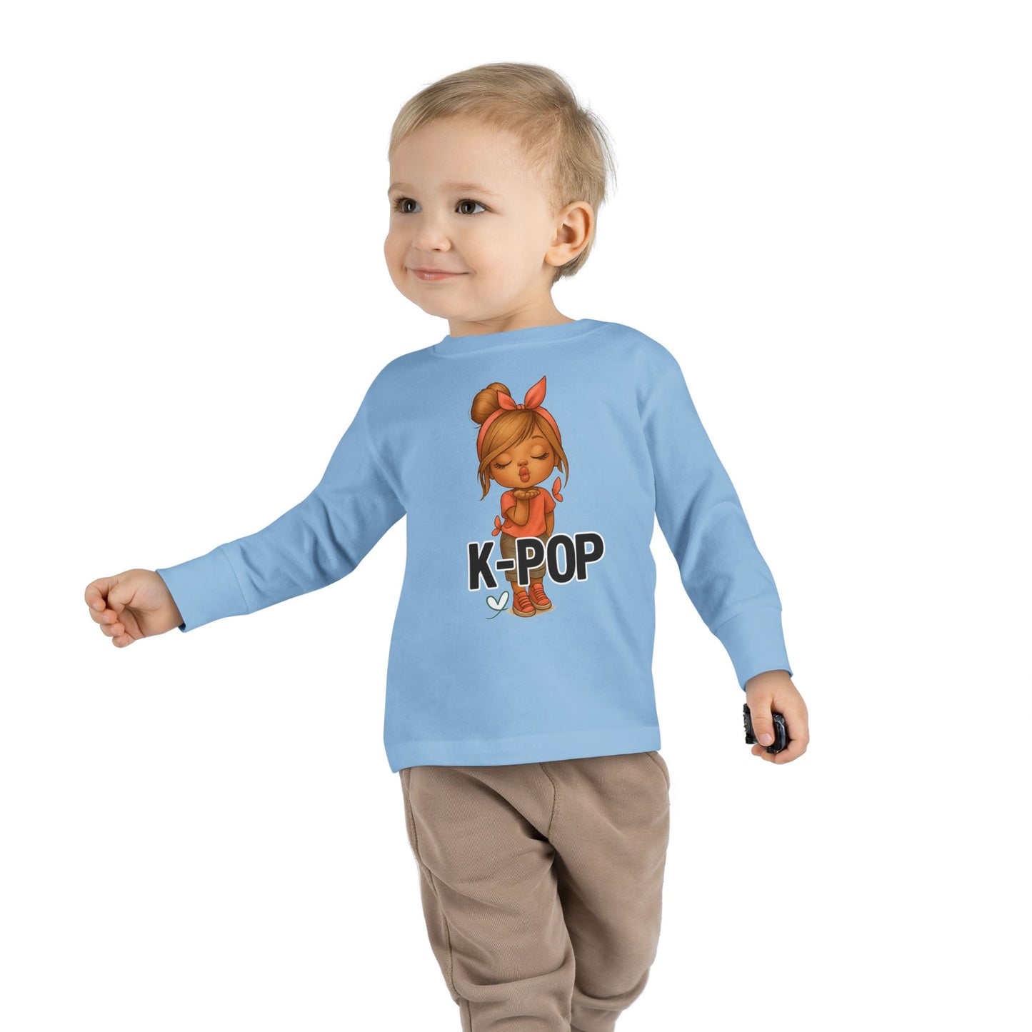 K-Pop Toddler Long Sleeve Tee, Cute K-Pop Shirt, Gift for Kids, Playtime Tee, Musical Kids Apparel, Child's Fashion Top
