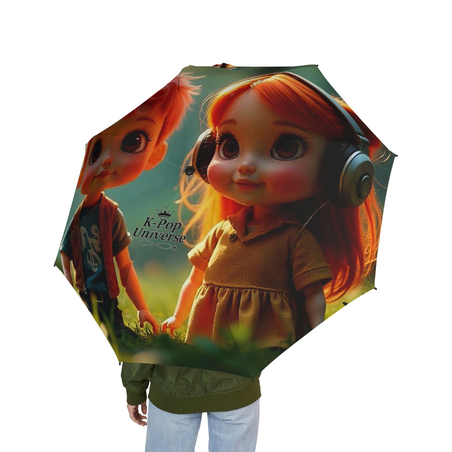 K-Pop Universe Semi-Automatic Foldable Umbrella, Cute Aesthetic Umbrella, K-Pop Collectible, Fashionable Rain Gear, Gift for Fans,cité k-pop fans