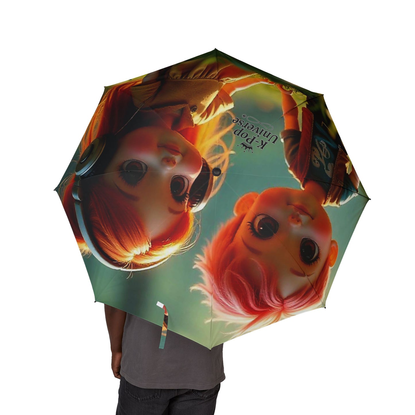 K-Pop Universe Semi-Automatic Foldable Umbrella, Cute Aesthetic Umbrella, K-Pop Collectible, Fashionable Rain Gear, Gift for Fans,cité k-pop fans
