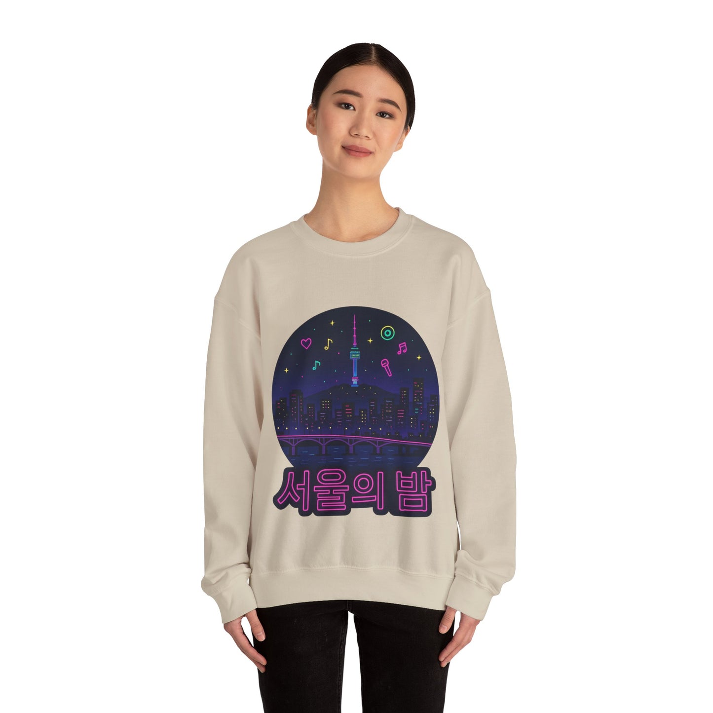 K-Pop Night Crewneck Sweatshirt - Cozy Unisex Top for Fans, Music Lovers, Gift for Birthdays, Concerts, Casual Wear, Seoul Vibes