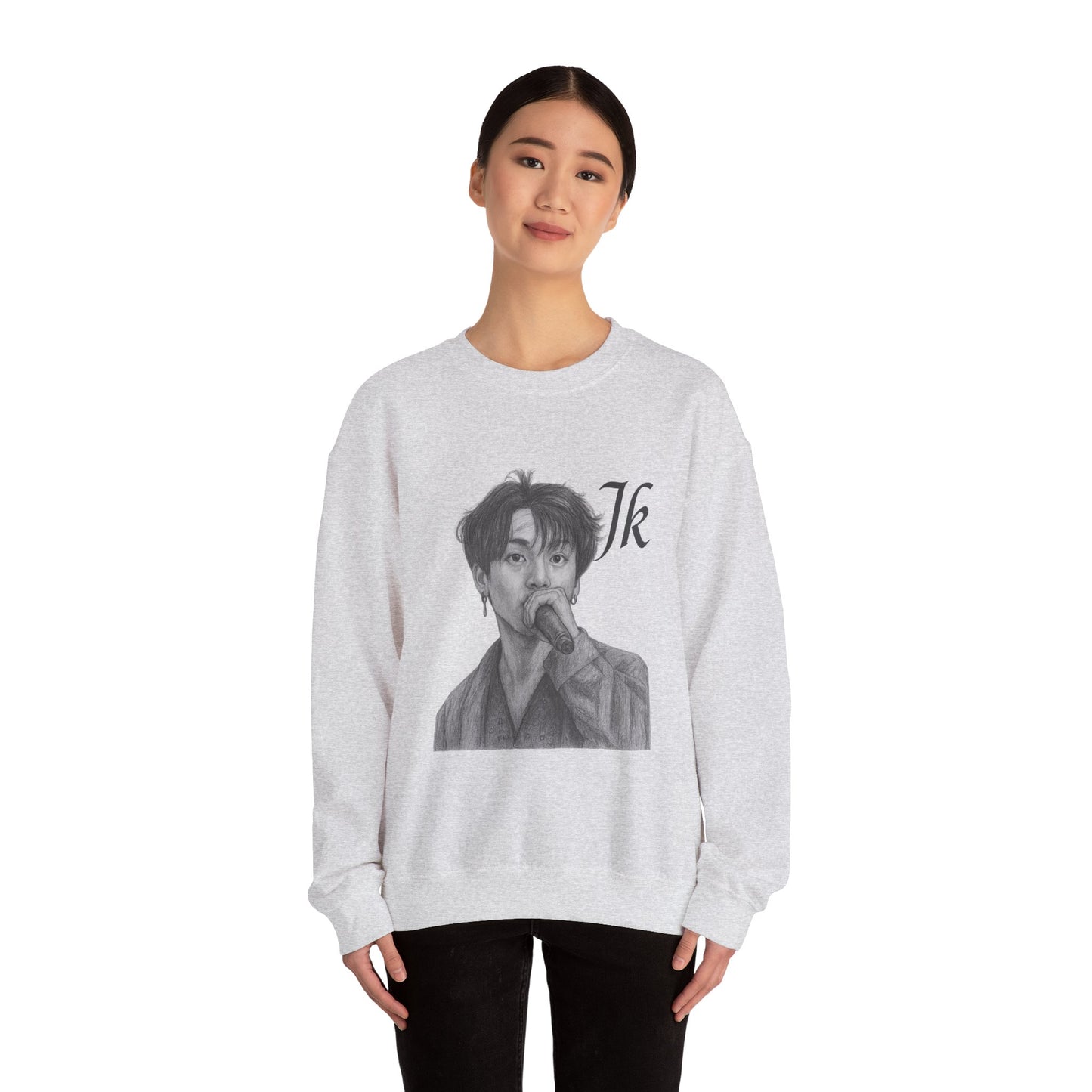 K-Pop Inspired Unisex Crewneck Sweatshirt, JK Sweatshirt, Music Lover Gift, Streetwear, Cozy Fashion, Fan Apparel,jk, BTS, Jungkook