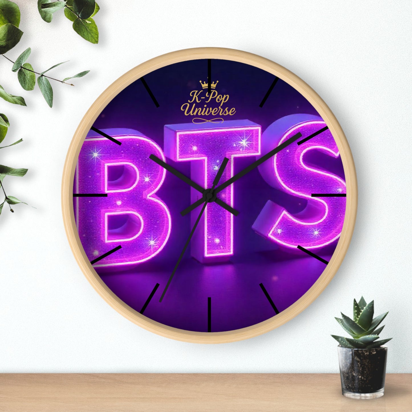 BTS Neon Wall Clock - Fan Gift, Bedroom Decor, K-Pop Collectible, Unique Wall Art, Birthday Present