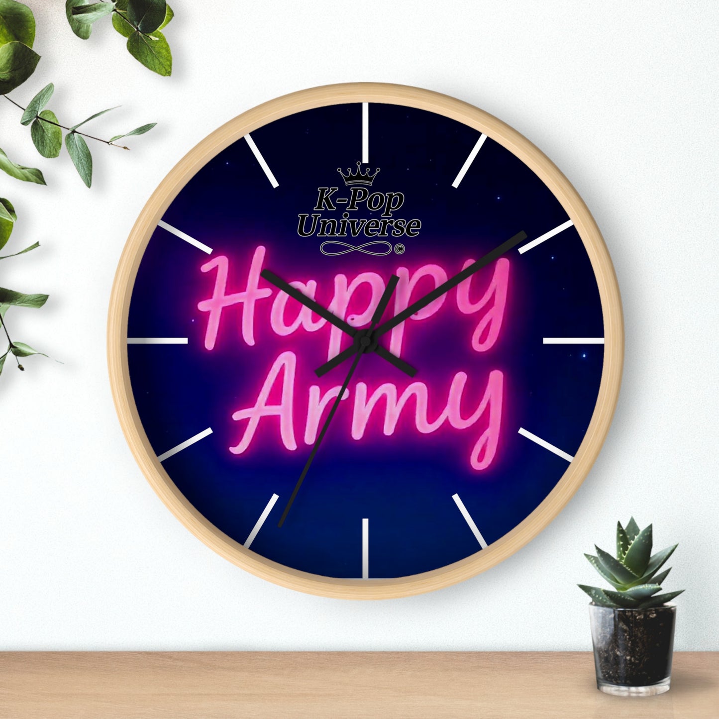 Neon Happy Army Wall Clock - Retro Home Decor, Gift for Soldiers, Army Family, Motivational Decor, Nightstand Clock