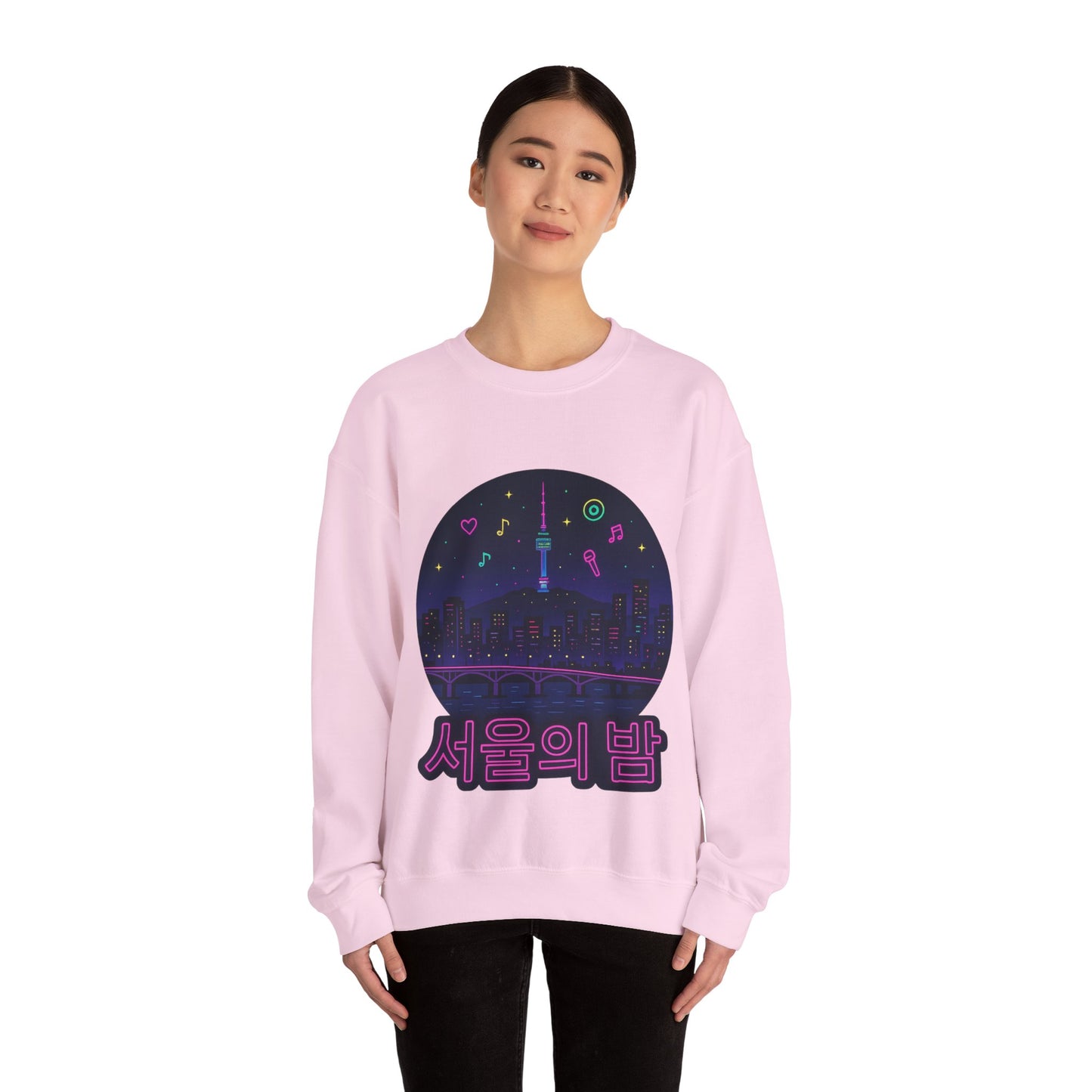 K-Pop Night Crewneck Sweatshirt - Cozy Unisex Top for Fans, Music Lovers, Gift for Birthdays, Concerts, Casual Wear, Seoul Vibes