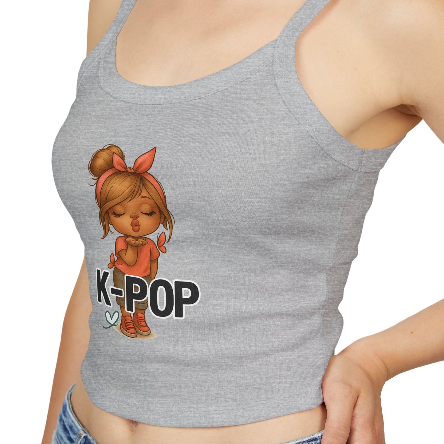K-Pop Inspired Women's Spaghetti Strap Tank Top, Summer Fashion, Music Lover Gift, Festival Wear, Trendy Tops