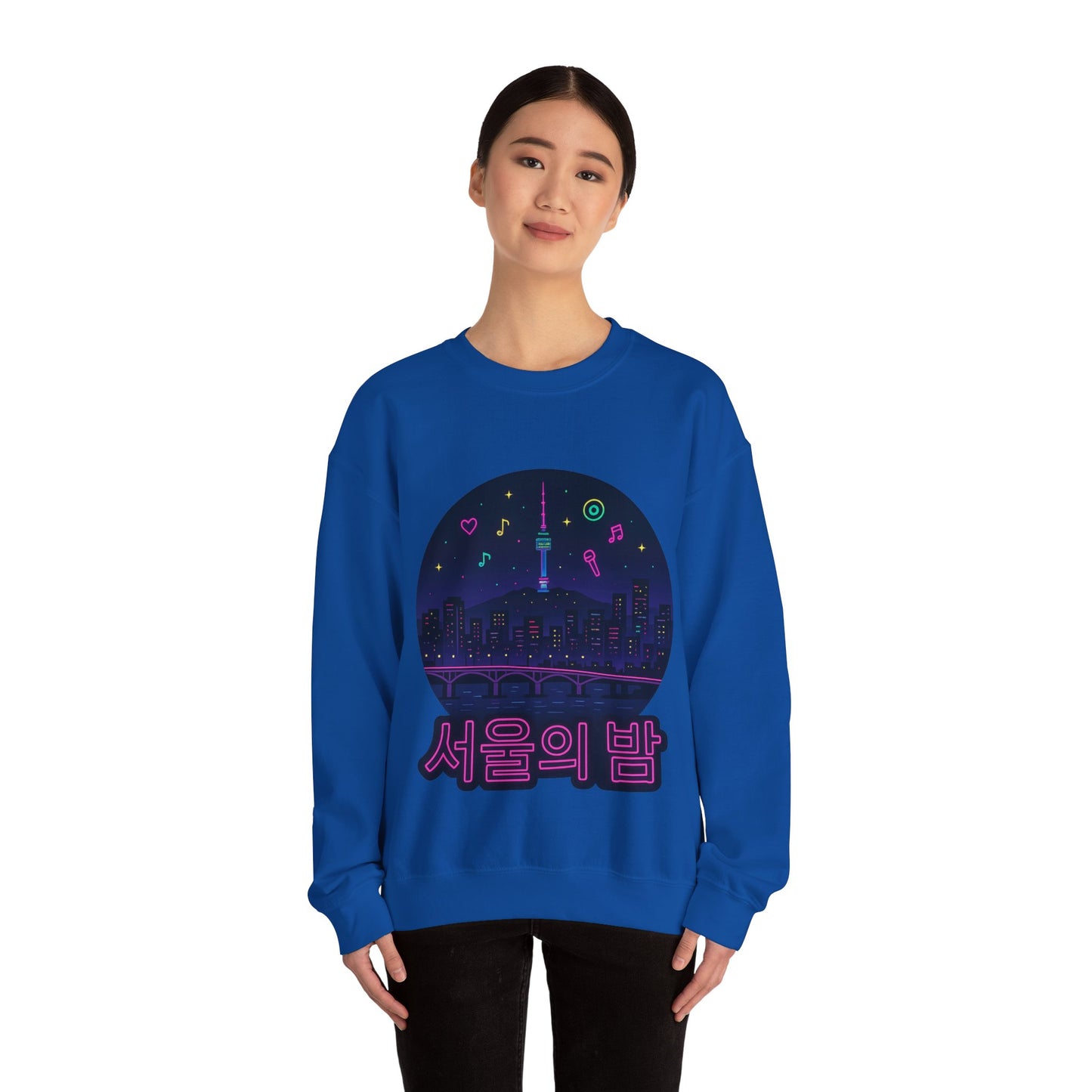 K-Pop Night Crewneck Sweatshirt - Cozy Unisex Top for Fans, Music Lovers, Gift for Birthdays, Concerts, Casual Wear, Seoul Vibes