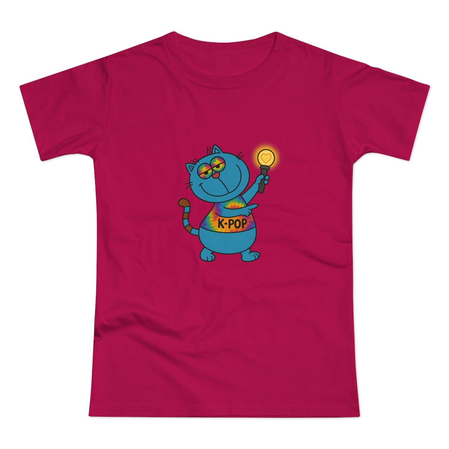 K-Pop Cat T-Shirt, Cute Cat Tee, K-Pop Fan Shirt, Women's Graphic Tee, Trendy Cat Apparel