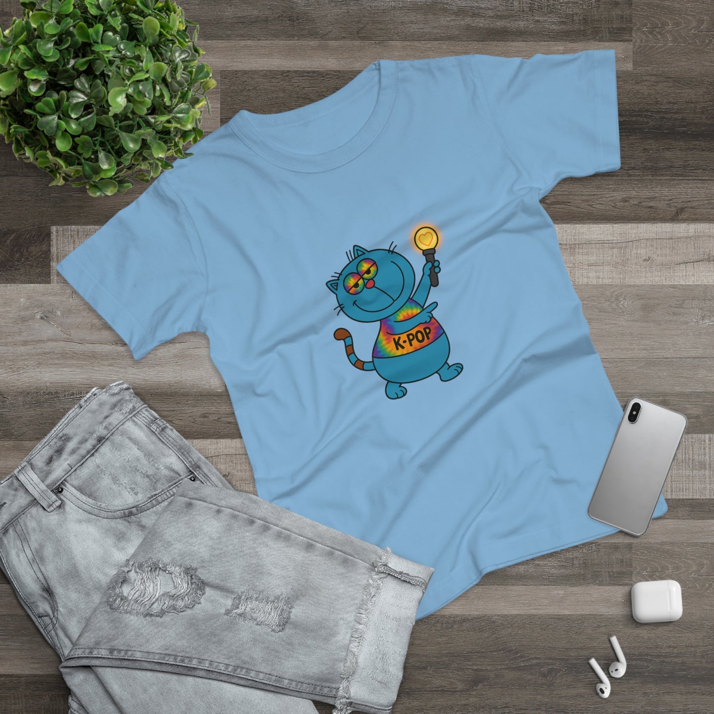 K-Pop Cat T-Shirt, Cute Cat Tee, K-Pop Fan Shirt, Women's Graphic Tee, Trendy Cat Apparel