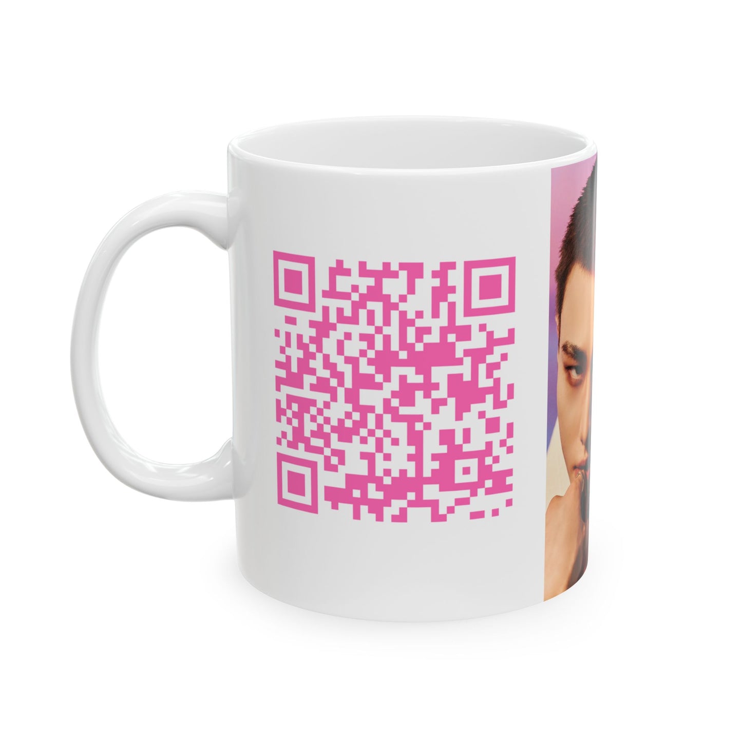 Trendy Ceramic Mug with QR Code - Perfect for Coffee Lovers, Unique Gift, Personalized Tea Cup, K-Pop Fan Merchandise, Custom Drinkware