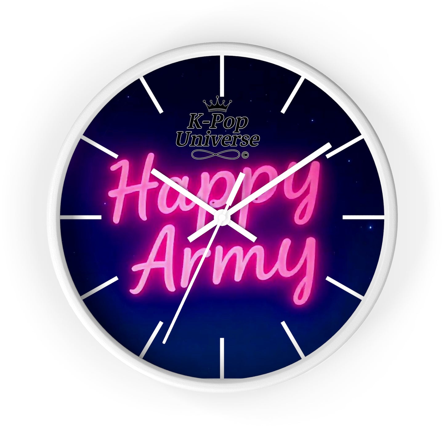 Neon Happy Army Wall Clock - Retro Home Decor, Gift for Soldiers, Army Family, Motivational Decor, Nightstand Clock