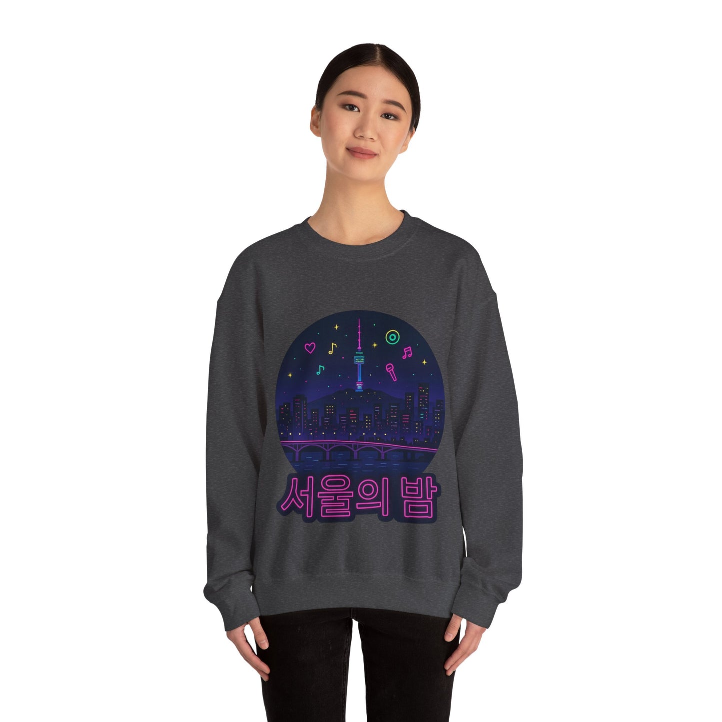 K-Pop Night Crewneck Sweatshirt - Cozy Unisex Top for Fans, Music Lovers, Gift for Birthdays, Concerts, Casual Wear, Seoul Vibes