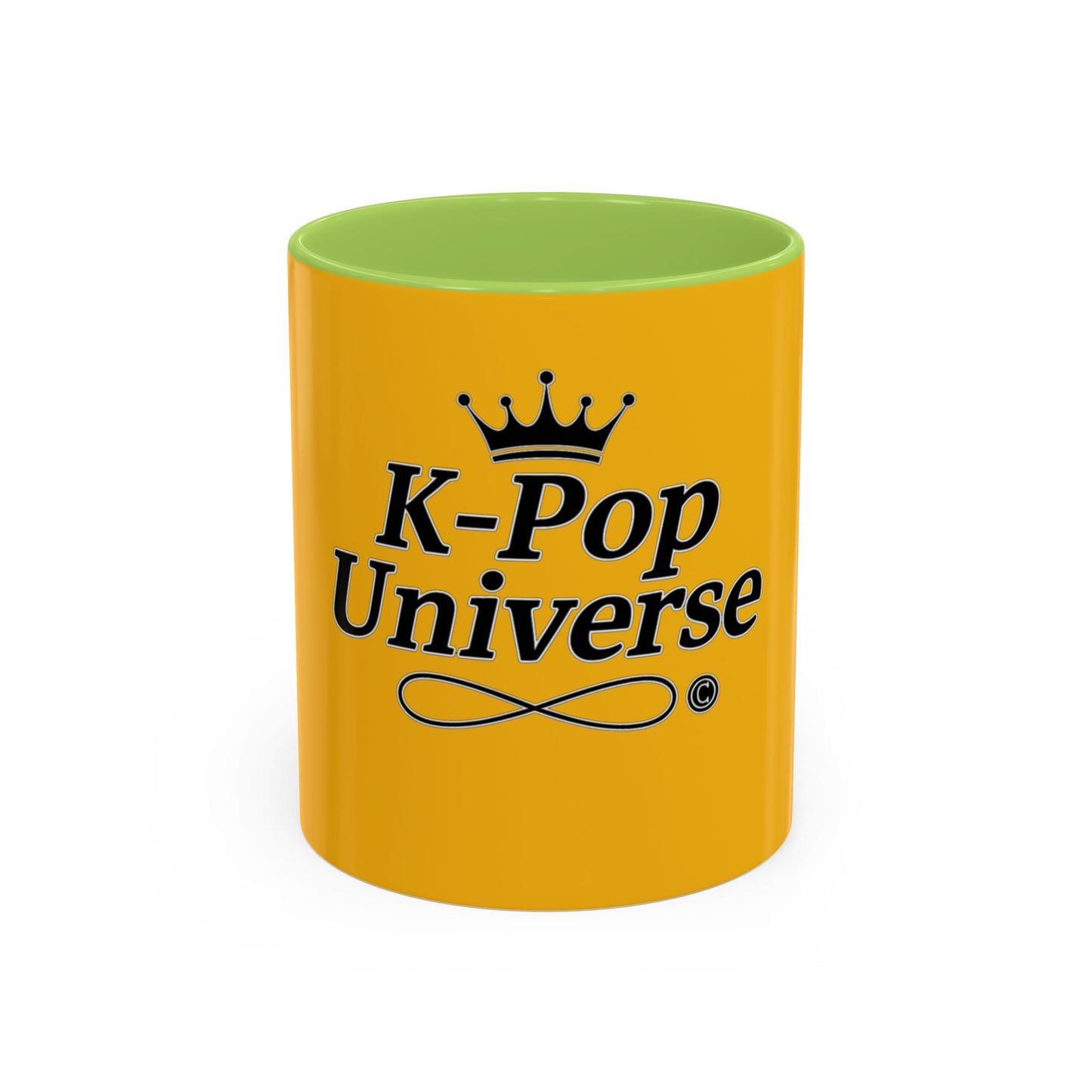 K-Pop Universe Accent Coffee Mug | Perfect for Fans, Gifts for Birthdays, Unique Collectors Item, Vibrant Yellow Mug, Black Handle Mug, K-pop universe
