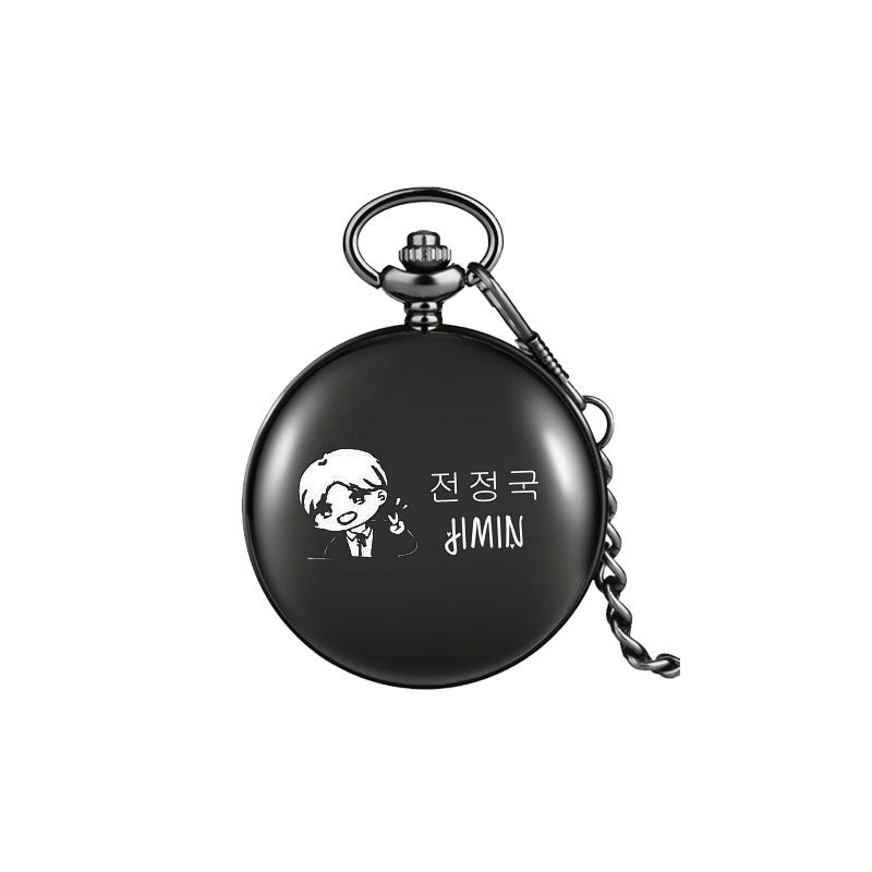 BTS Bulletproof Youth League peripheral pocket watch HOPE V SUGA Kim Namjoon Min Yoongi Park Jimin hanging watch necklace, K-pop universe, NelVKpop