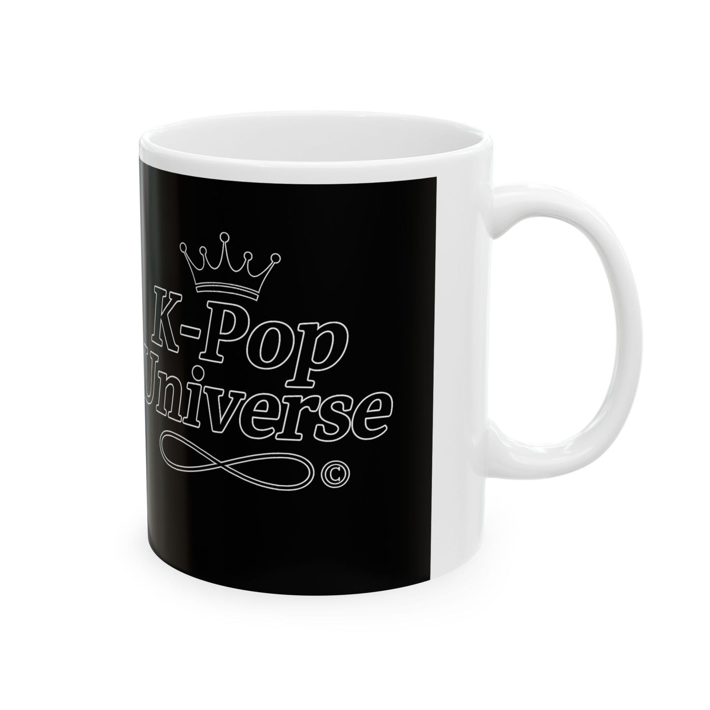 K-Pop Inspired Ceramic Mug, 11oz/15oz, Unique Coffee Cup for Fans, Gift for Birthday, Holiday, Collectible, Black and White Design