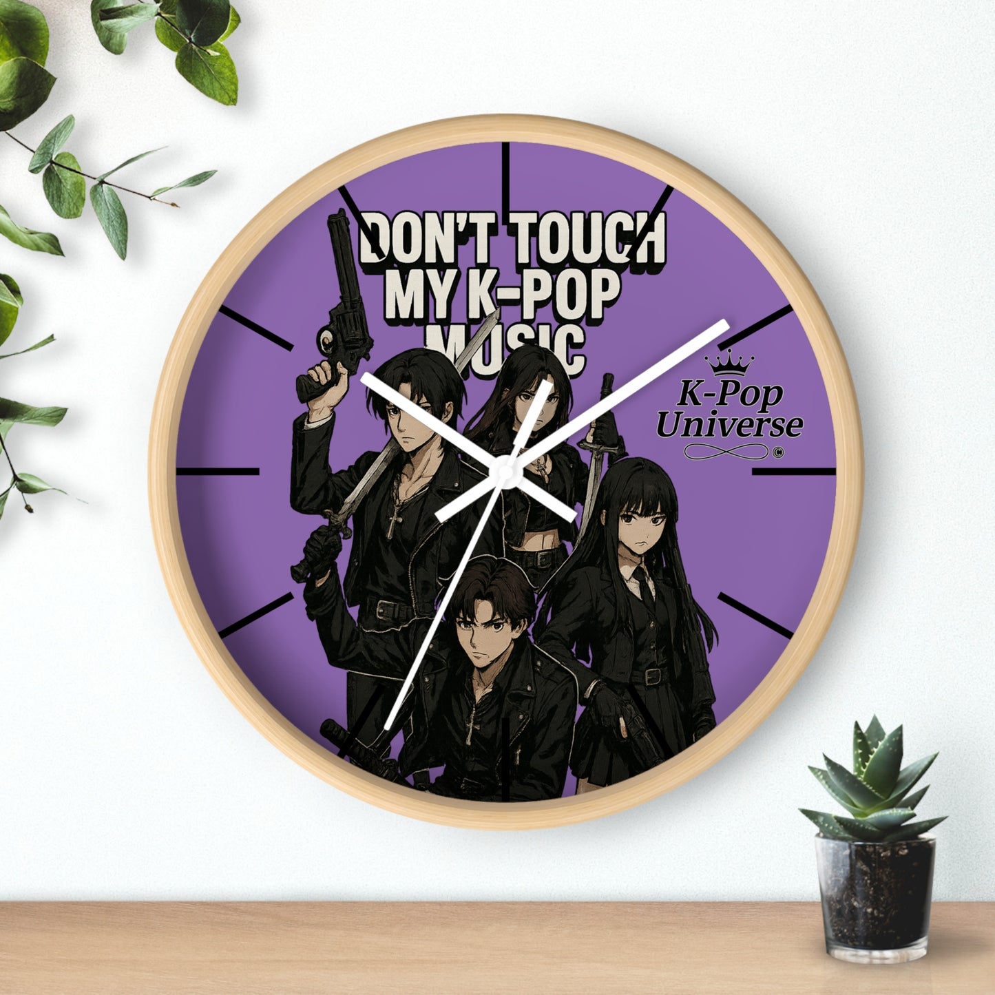 K-Pop Music Wall Clock, Unique Decor for Music Lovers, Perfect Gift for Fans, Bedroom or Living Room Wall Art, Don't Touch My K-Pop Music