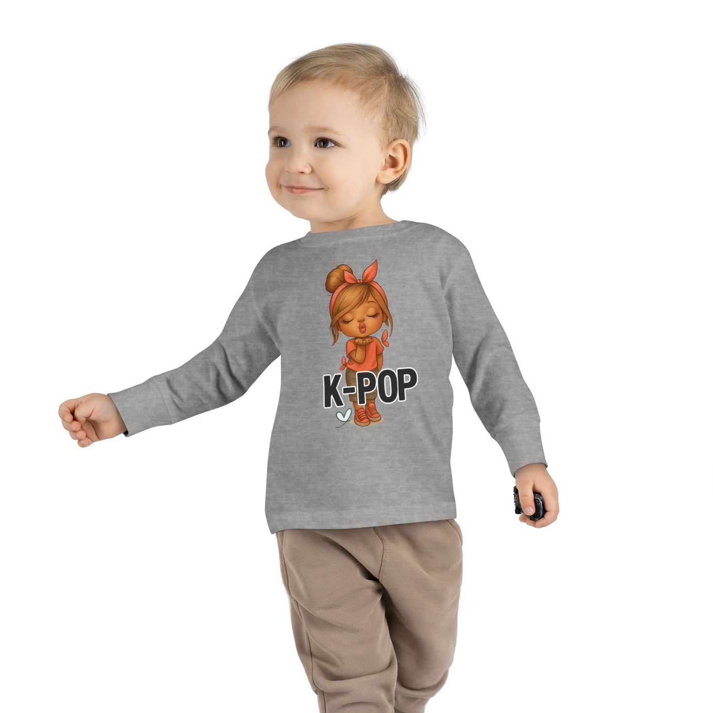 K-Pop Toddler Long Sleeve Tee, Cute K-Pop Shirt, Gift for Kids, Playtime Tee, Musical Kids Apparel, Child's Fashion Top