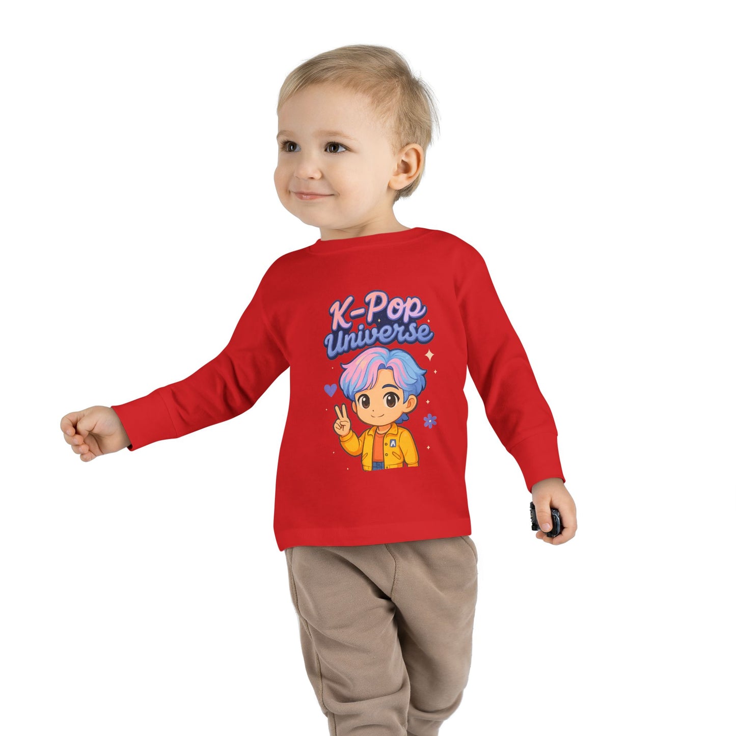 Toddler K-Pop Universe Tee, Cute Kids Shirt, Long Sleeve Top for BTS Fans, Perfect for Birthdays, Gift for Little Ones