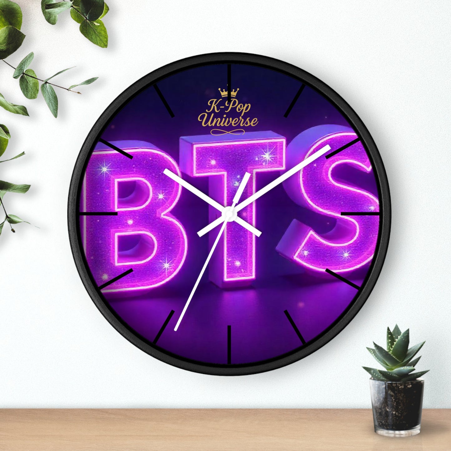 BTS Neon Wall Clock - Fan Gift, Bedroom Decor, K-Pop Collectible, Unique Wall Art, Birthday Present