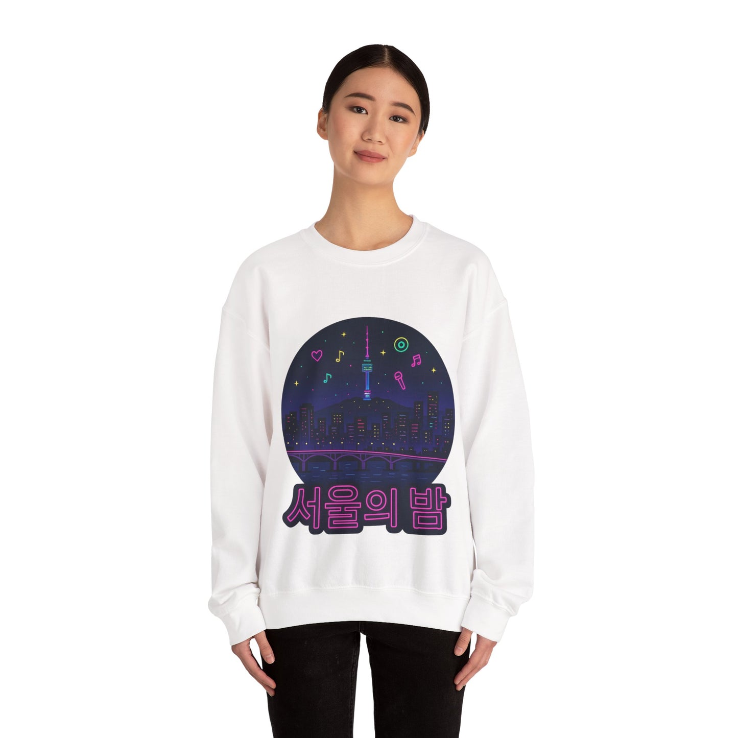 K-Pop Night Crewneck Sweatshirt - Cozy Unisex Top for Fans, Music Lovers, Gift for Birthdays, Concerts, Casual Wear, Seoul Vibes