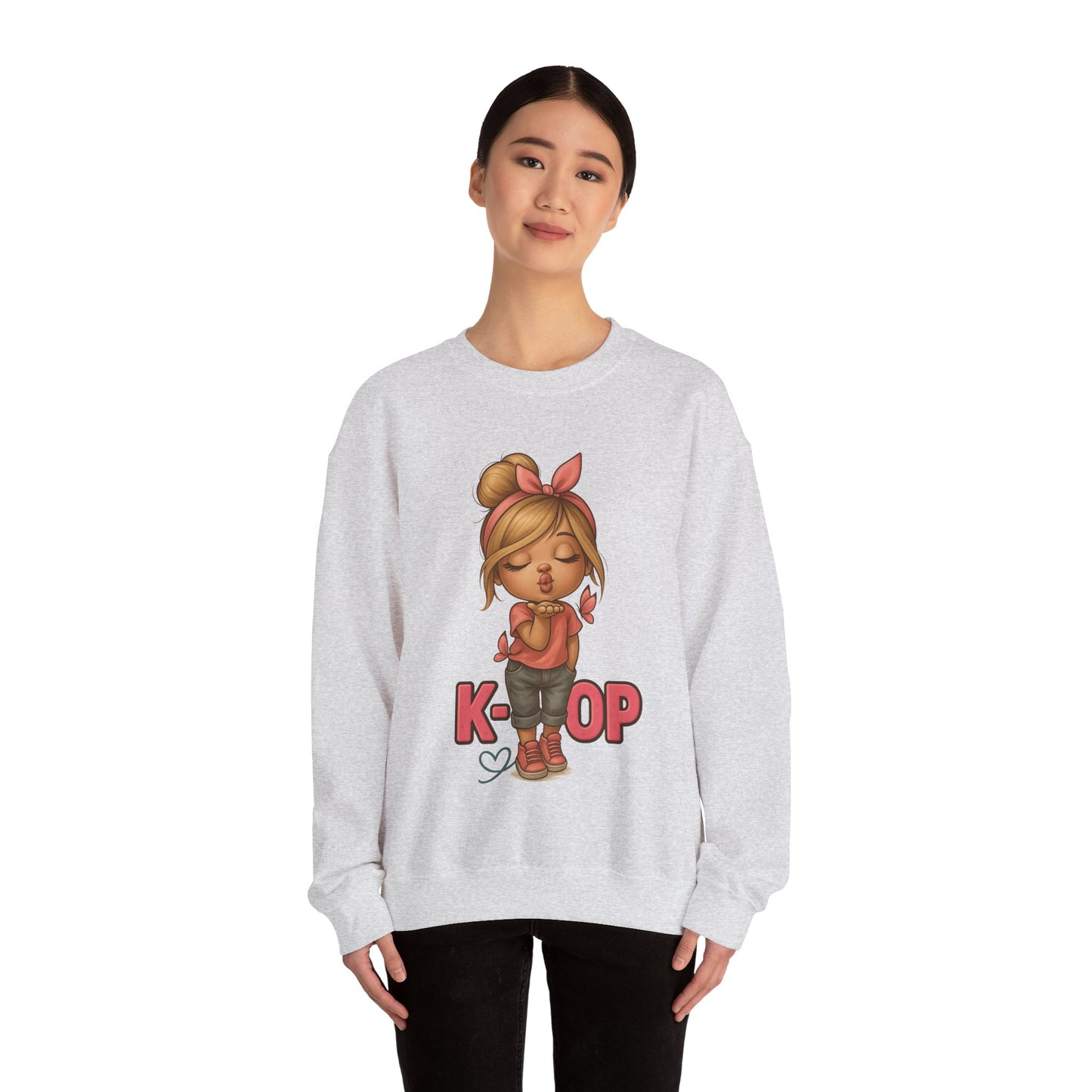 K-Pop Girl Crewneck Sweatshirt, Trendy Gift for Music Lovers, Stylish Cozy Wear, Perfect for Concerts, Fashionable Graphic Sweatshirt