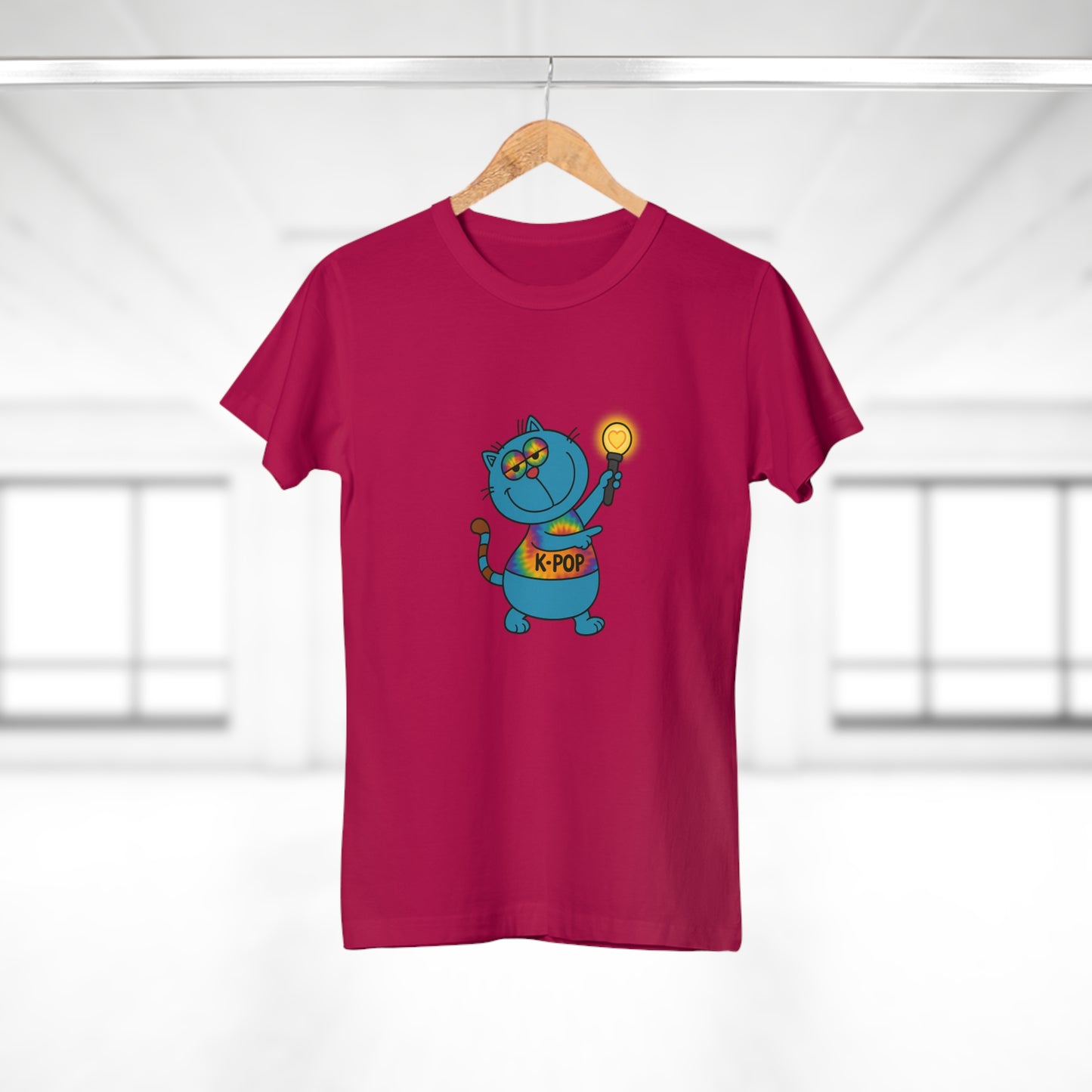K-Pop Cat T-Shirt, Cute Cat Tee, K-Pop Fan Shirt, Women's Graphic Tee, Trendy Cat Apparel