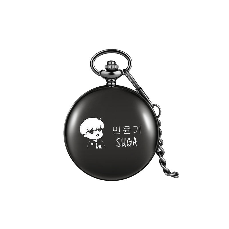 BTS Bulletproof Youth League peripheral pocket watch HOPE V SUGA Kim Namjoon Min Yoongi Park Jimin hanging watch necklace, K-pop universe, NelVKpop