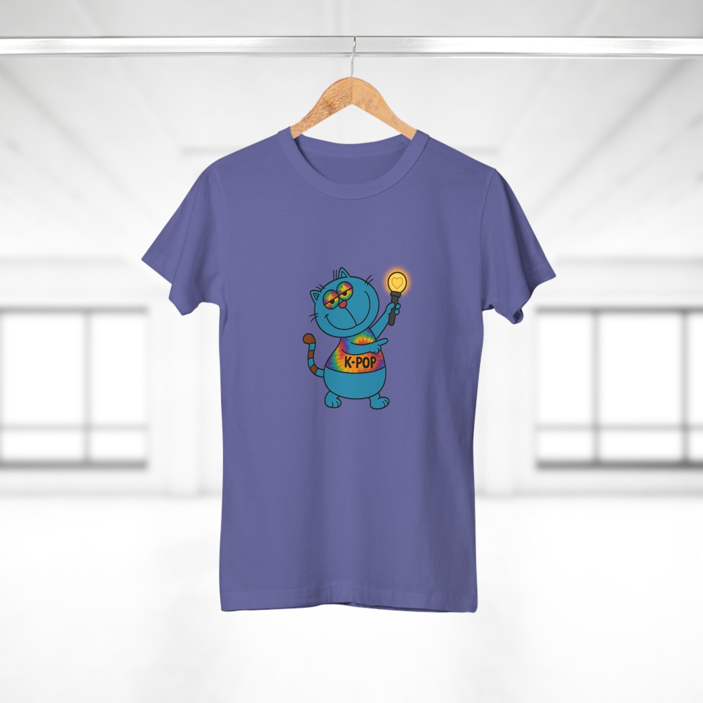 K-Pop Cat T-Shirt, Cute Cat Tee, K-Pop Fan Shirt, Women's Graphic Tee, Trendy Cat Apparel
